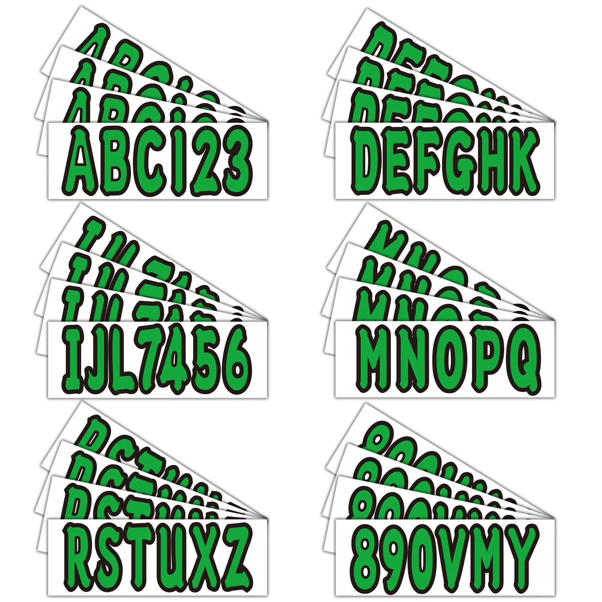 4 x Custom Boat Registration Decal Stickers A-Z & 0-9 Green