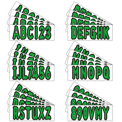 4 x Custom Boat Registration Decal Stickers A-Z & 0-9 Green