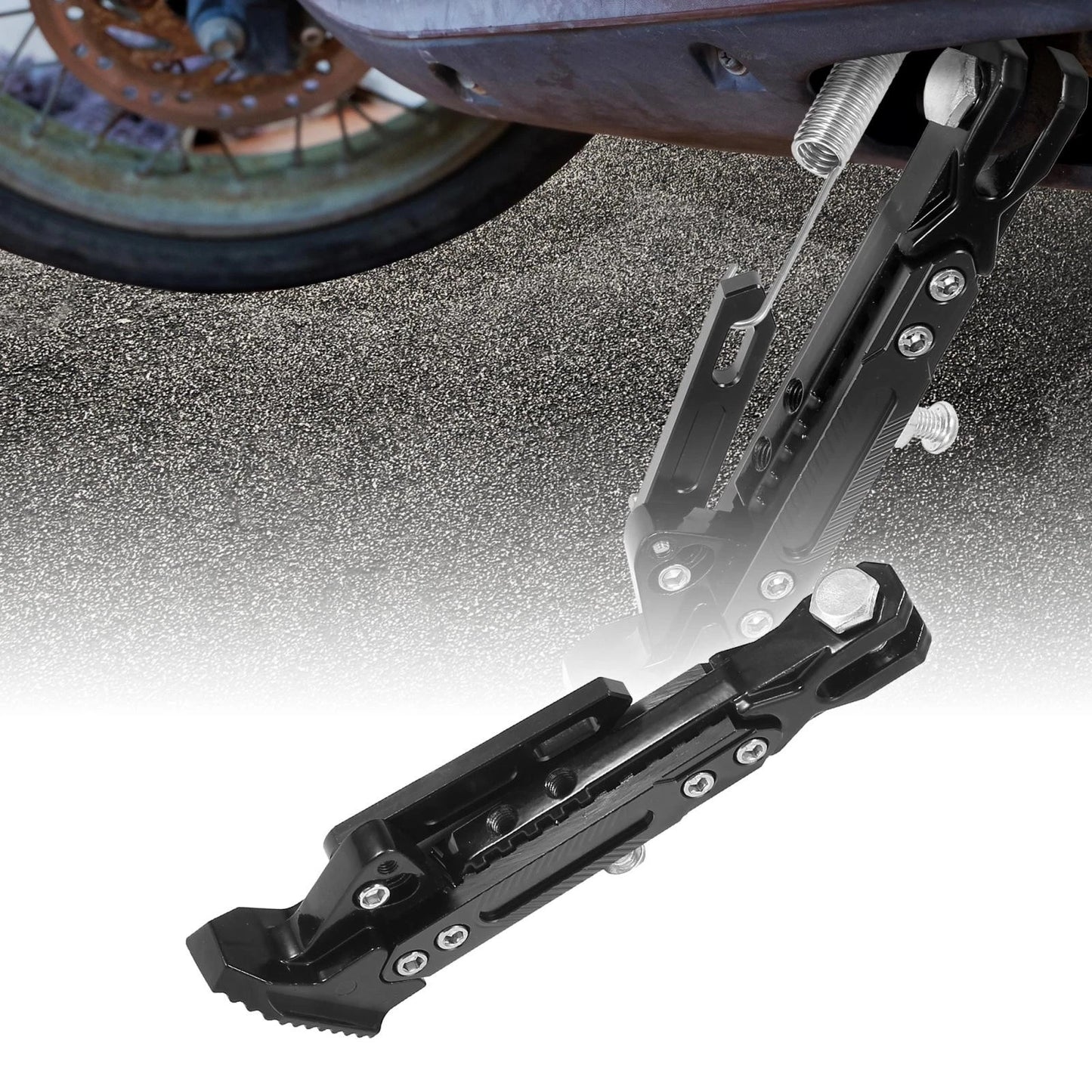 Motorcycle Kickstand Side Support Stand Holder Set CNC Aluminum Alloy Black