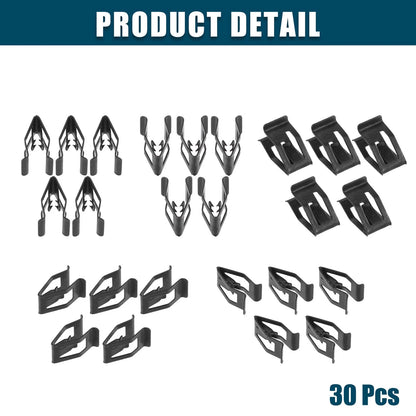 30 x Black Interior Retainer Fastener Clips for Ford Mazda
