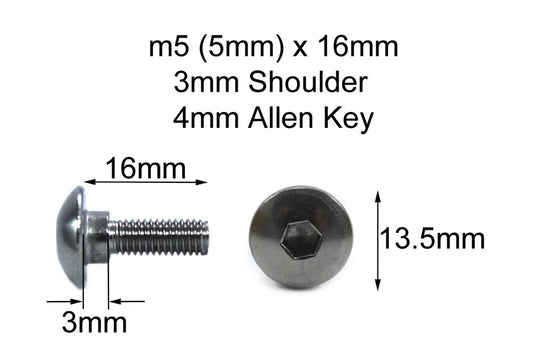 2 x Aluminio Negro carenado Tornillo m5 x16mm + 3mm Hombro Paso Moto for Motorcycle