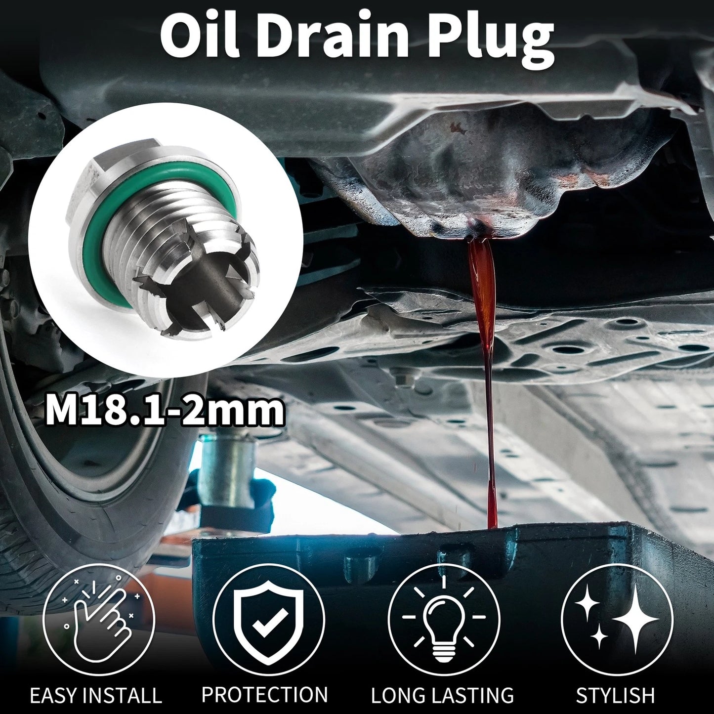 1 Set Copper Oil Drain Plug with Gasket for Car & Motorcycle – Silver Tone