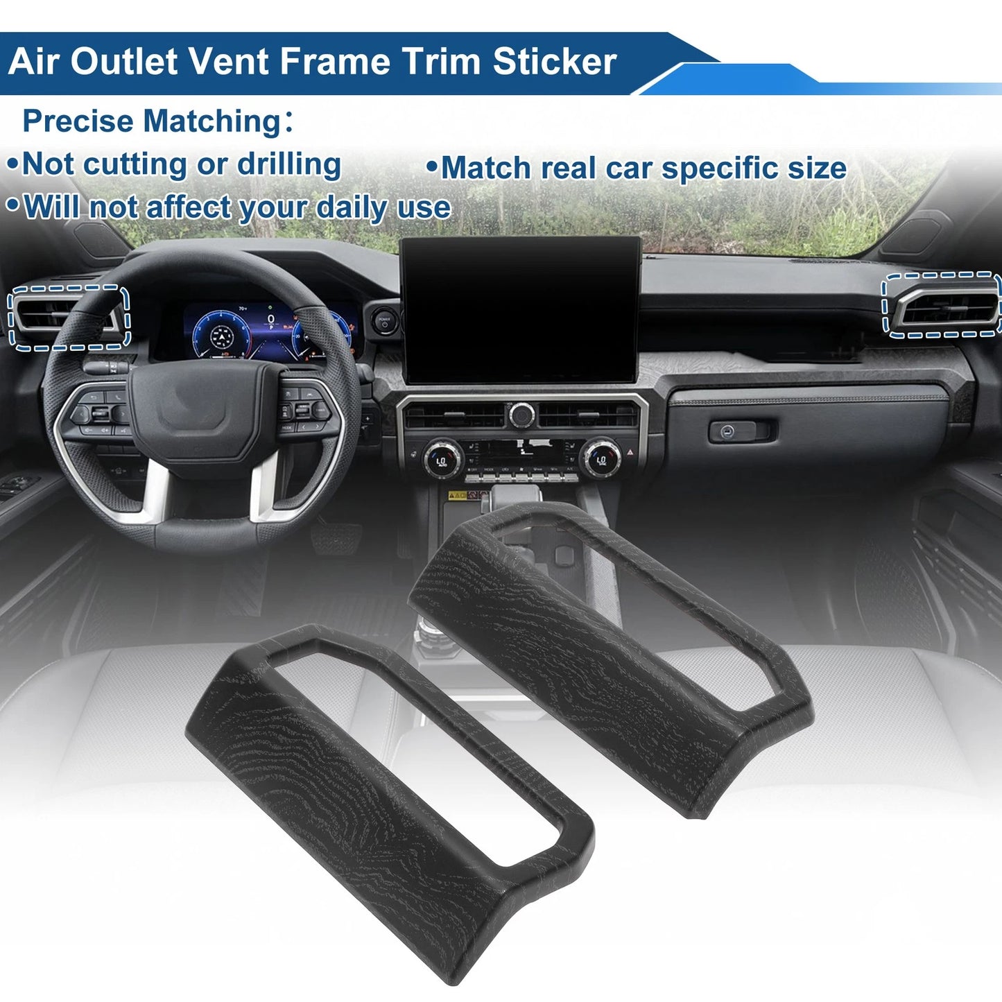 Air Condition Outlet Vent Trim Cover Frame for Toyota Tacoma Black Woodgrain