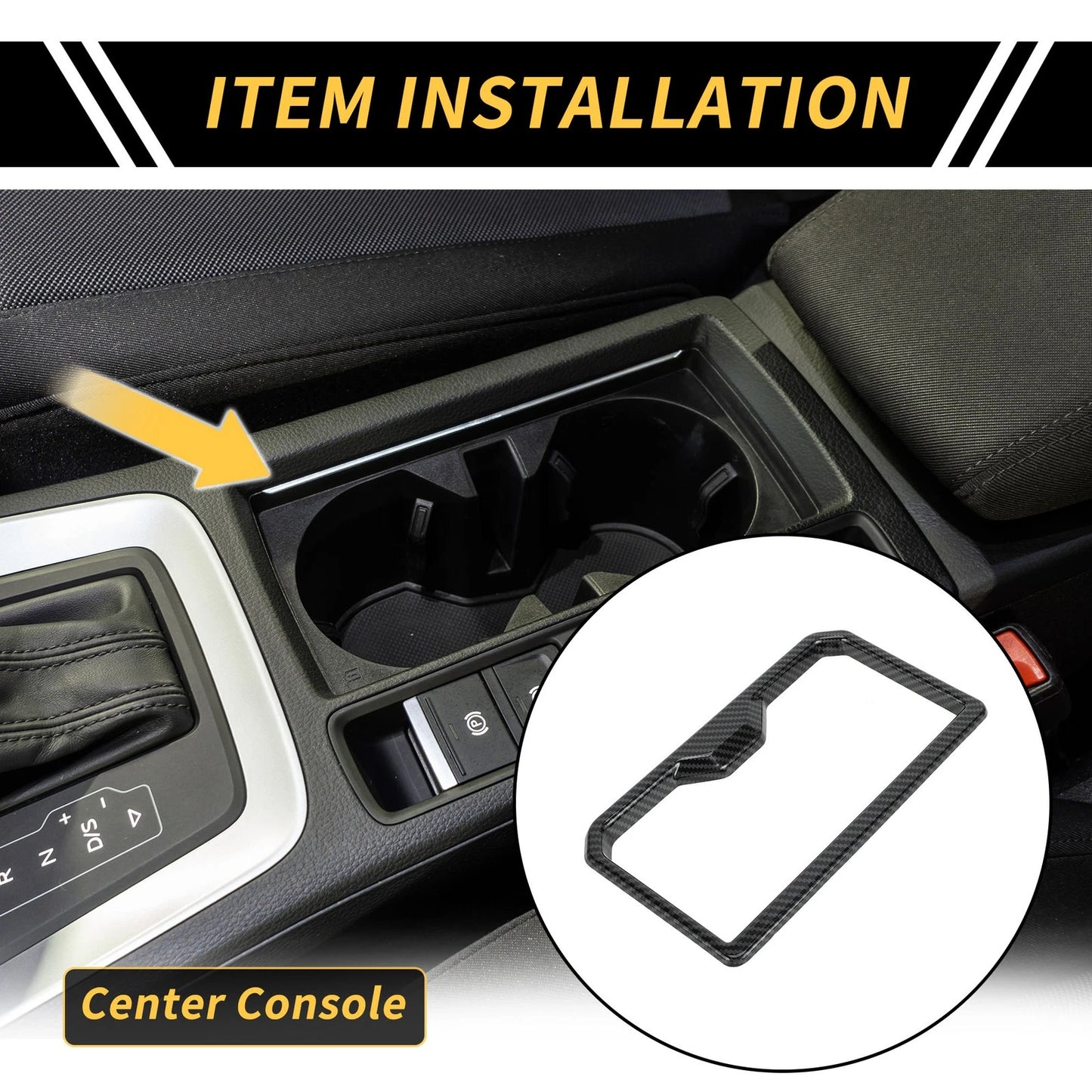 Carbon Fiber Center Console Cup Holder Trim Cover for Toyota Tacoma (2024–2024)