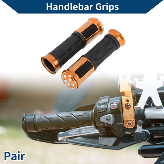 23 x 25 mm Hand Grips Cover Aluminum Alloy Rubber Orange 1 Pair for Motorcycle