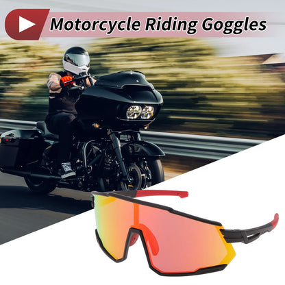 Goggles for Motorcycle Riding Red Lens Black Frame Cycling Sunglasses UV400