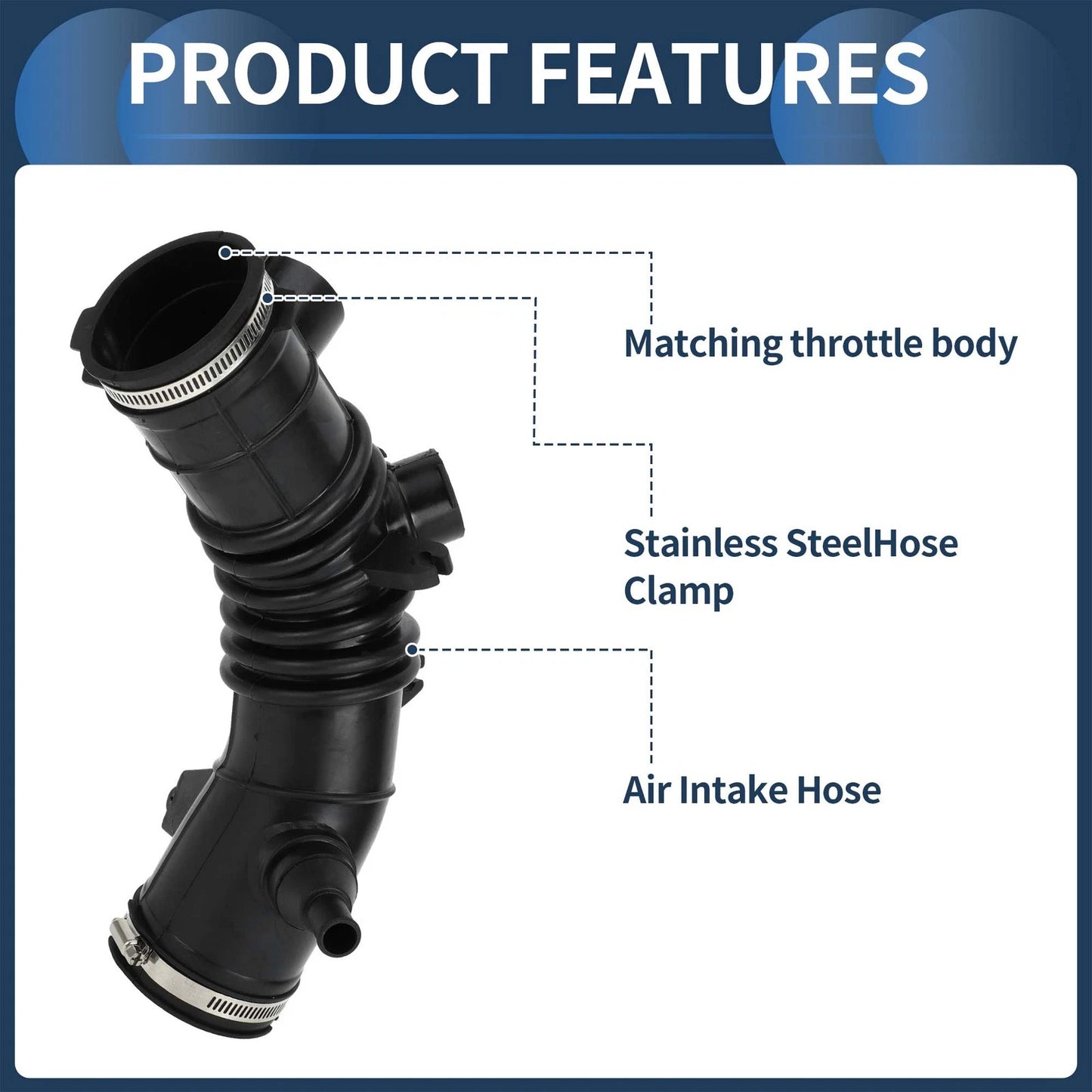 Car Intake Hose Tube with Clamps for Toyota Solara (2004-2008) - 1 x Black