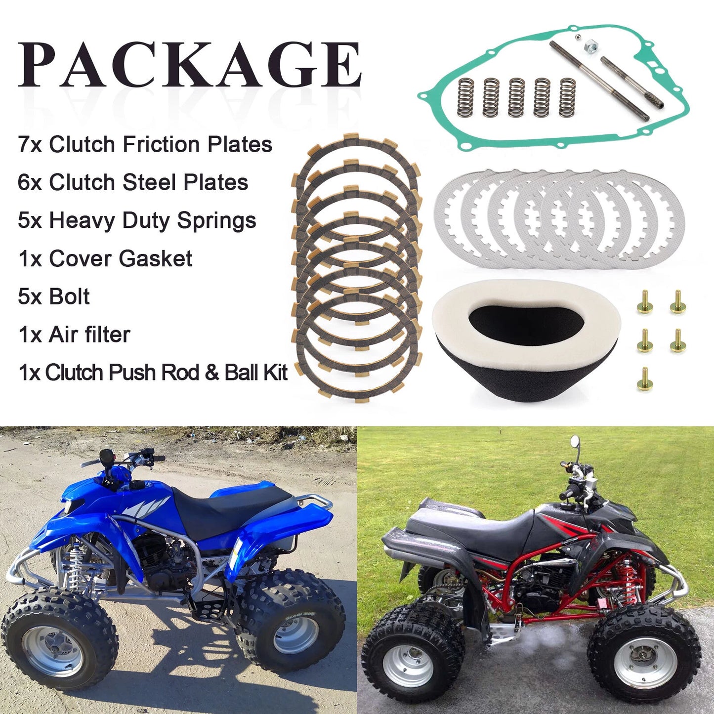 Clutch Friction Steel Plates Push Rod Kit for Yamaha Blaster YFS200 (1988–2002)