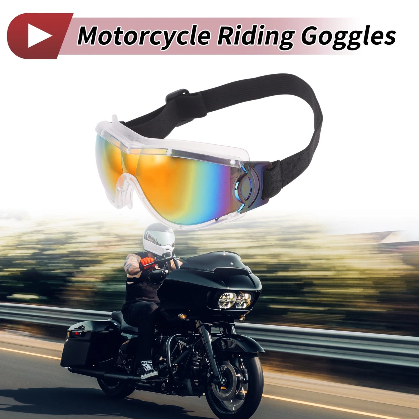 Goggles Red Lens White Frame PC PU for Motorcycle