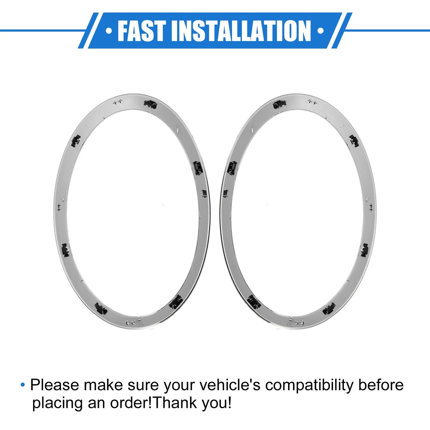 Front Side Headlight Trim Rings for BMW Mini F55 (2014-2021) - Silver Tone