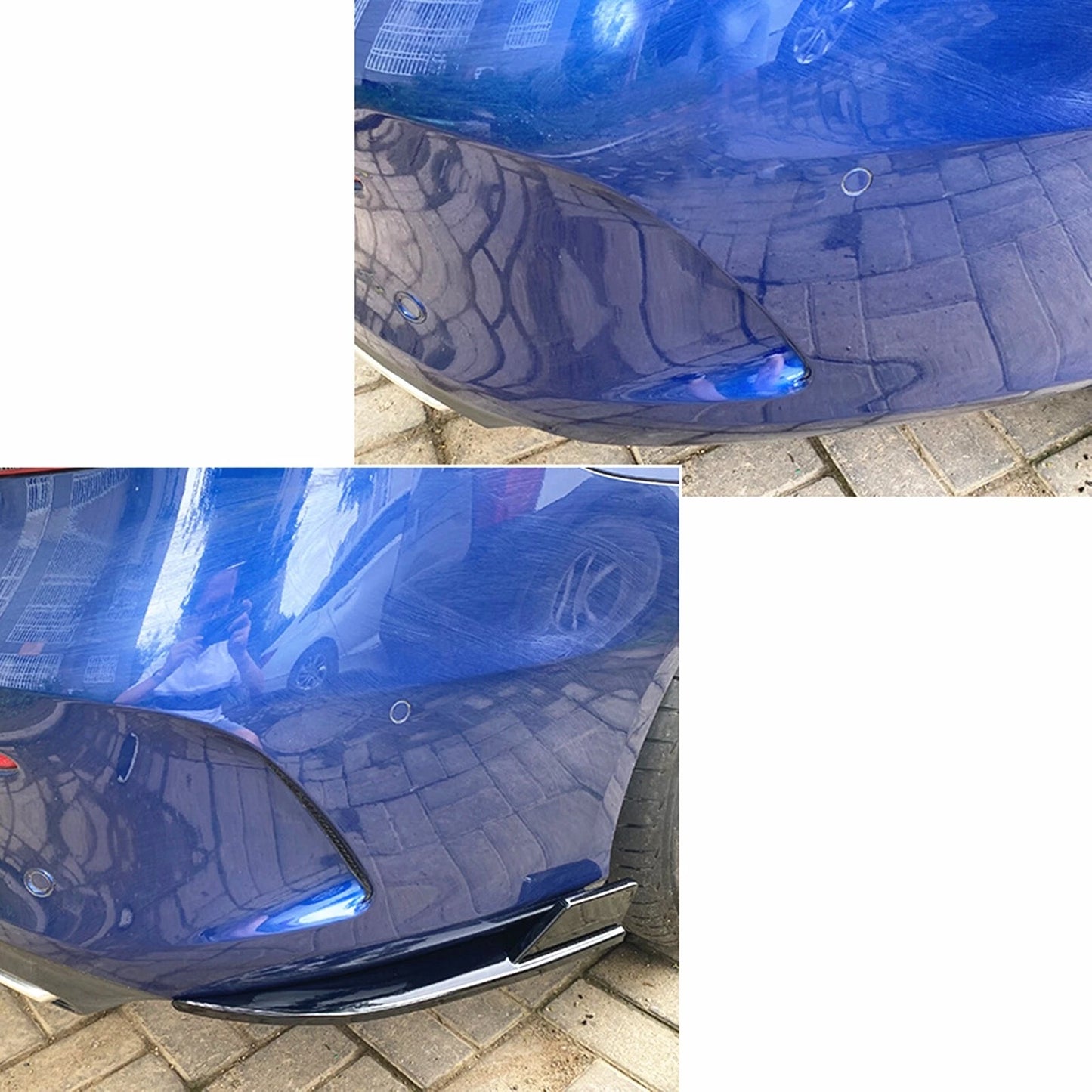 2 x Black Rear Bumper Side Spoiler Covers for Benz C205 C63 AMG (2015-2021)