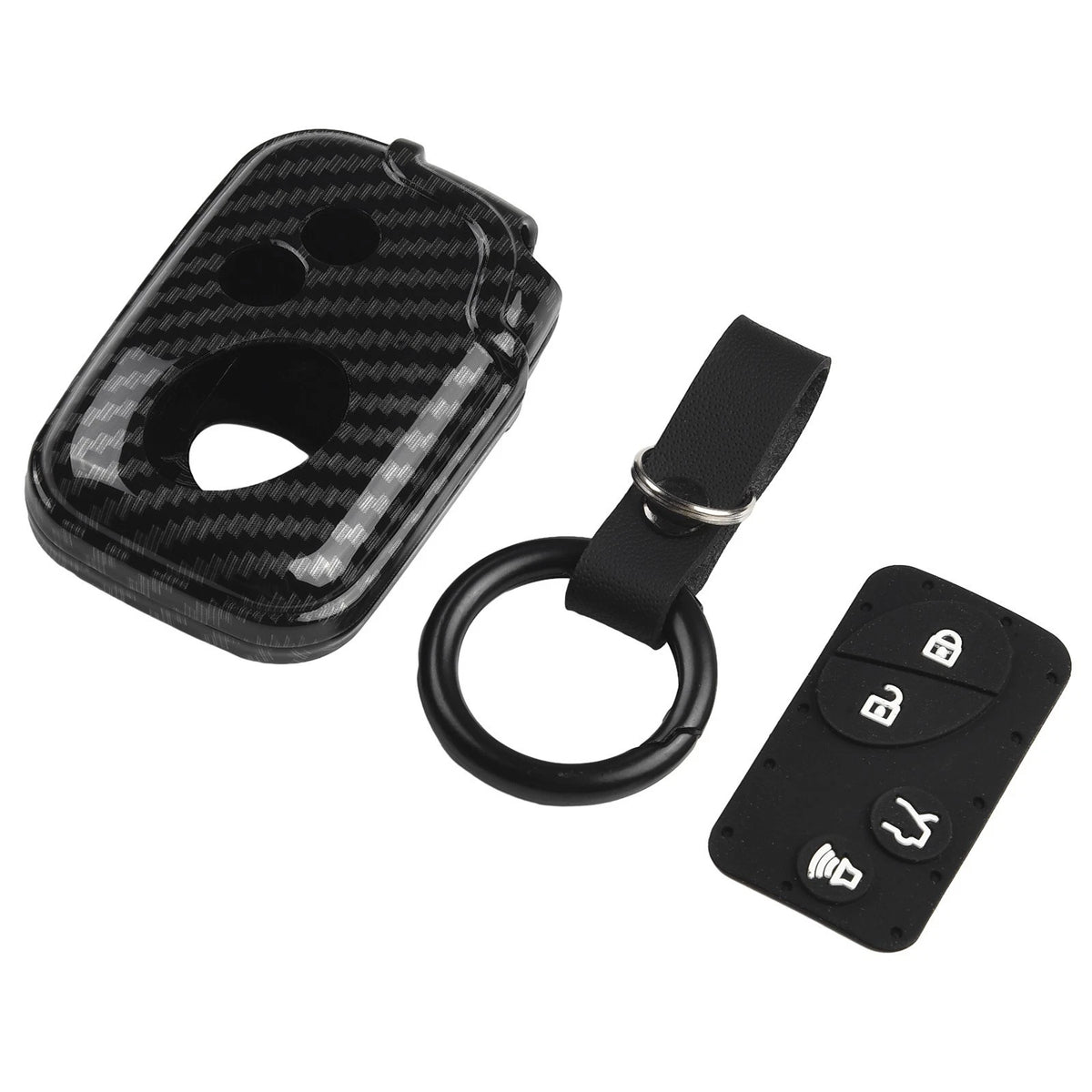 Key Cover 1 x ABS & Rubber Carbon Fiber Look for Car
