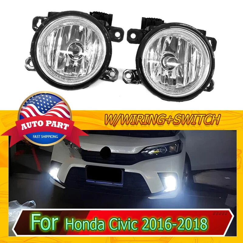 Front Fog Light for 2016-2021 Honda Civic with Bulb 2 x HO2593143 HO2592143