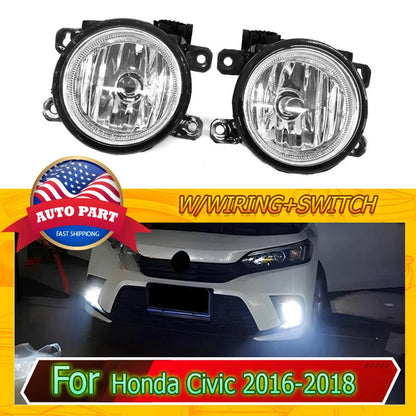 Front Fog Light for 2016-2021 Honda Civic with Bulb 2 x HO2593143 HO2592143