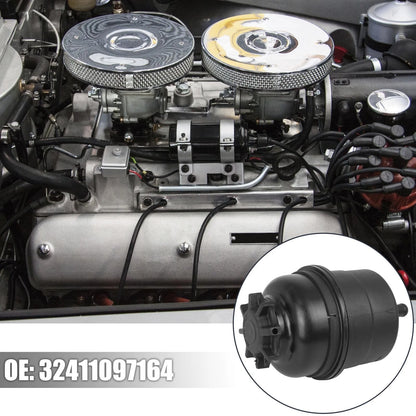 Black Power Steering Fluid Reservoir Bottle with Cap for BMW (1982-1994)