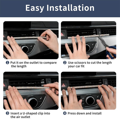 10x Rhinestone Car Vent Decoration Air Outlet Strip