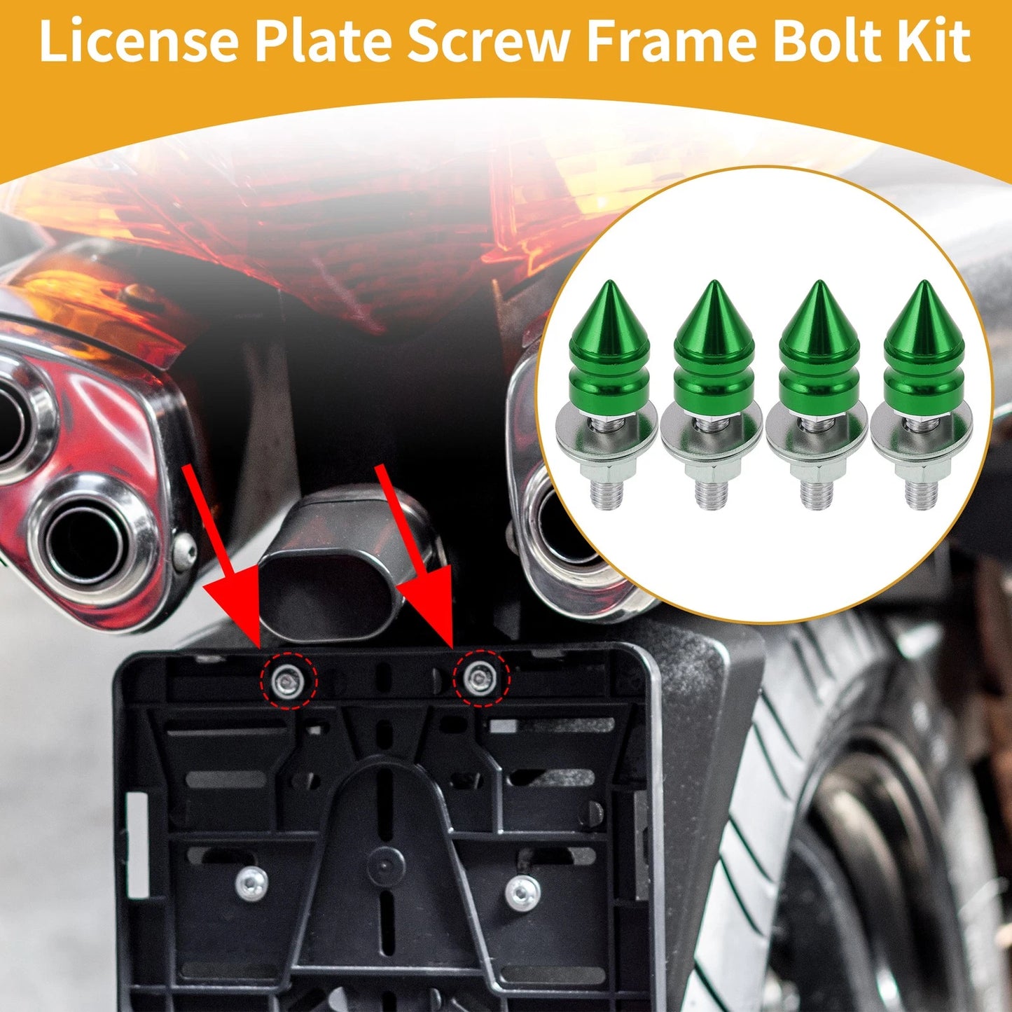License Plate Screws Cover M6 45mm Green 4 Pcs for Universal Motorcycle