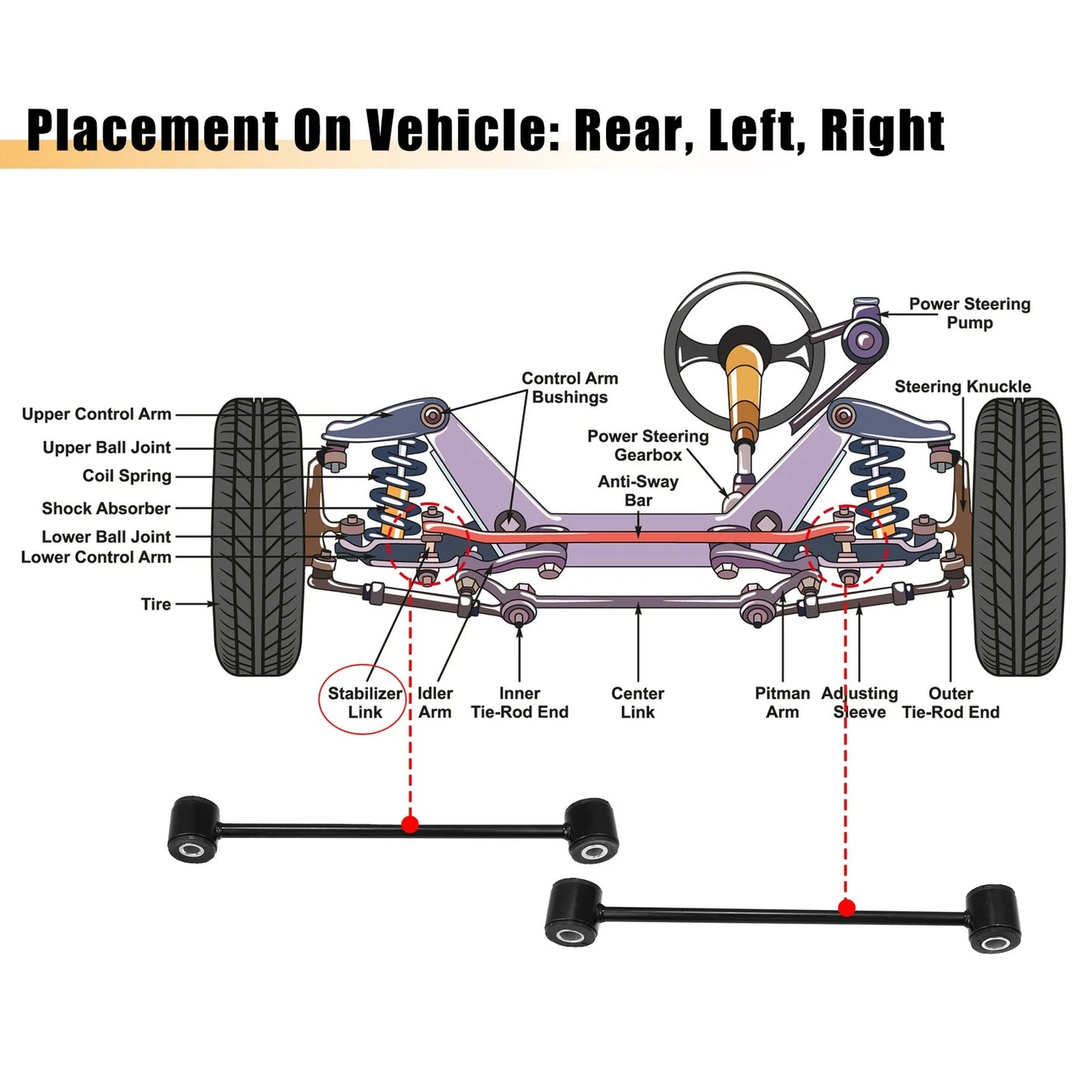 Rear Sway Bar Links for Dodge Challenger Charger Magnum