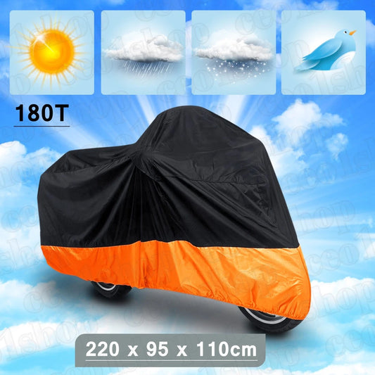 180T Black+Orange Outdoor Motorcycle Cover for Kawasaki Ninja 250R EX250