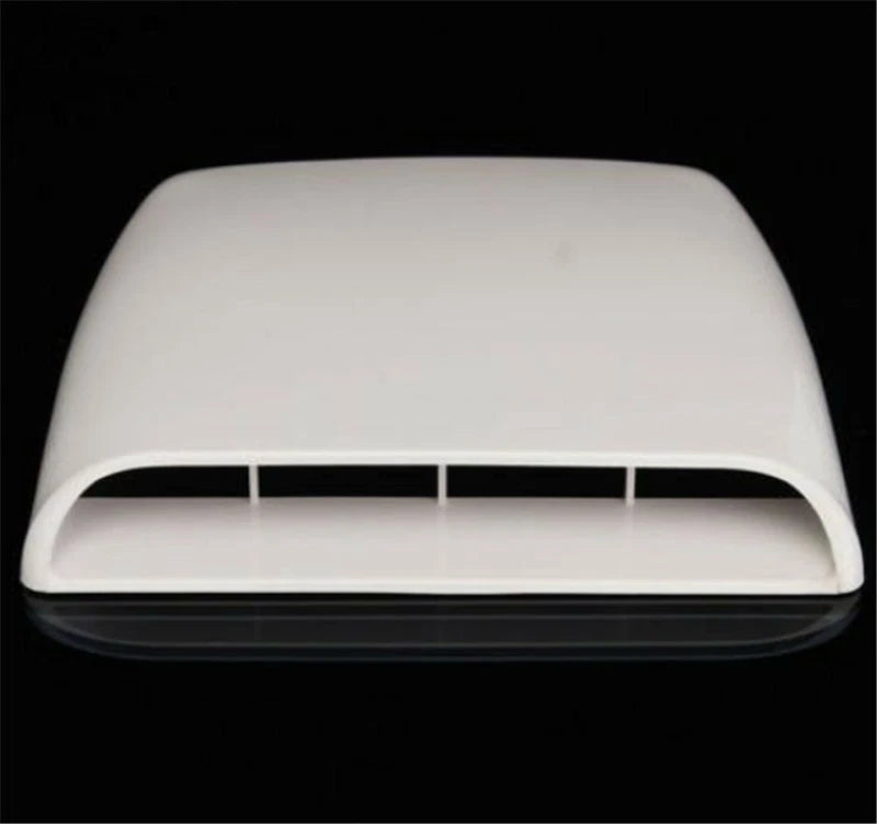 White Decorative Air Flow Intake Hood Scoop Vent Cover for Universal Cars