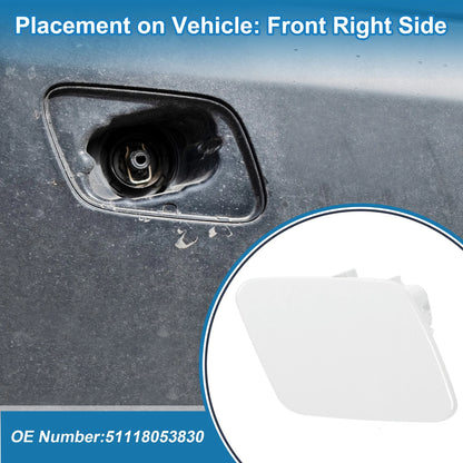 Front Right Bumper Headlight Washer Nozzle Cover Cap White for BMW 1 Series