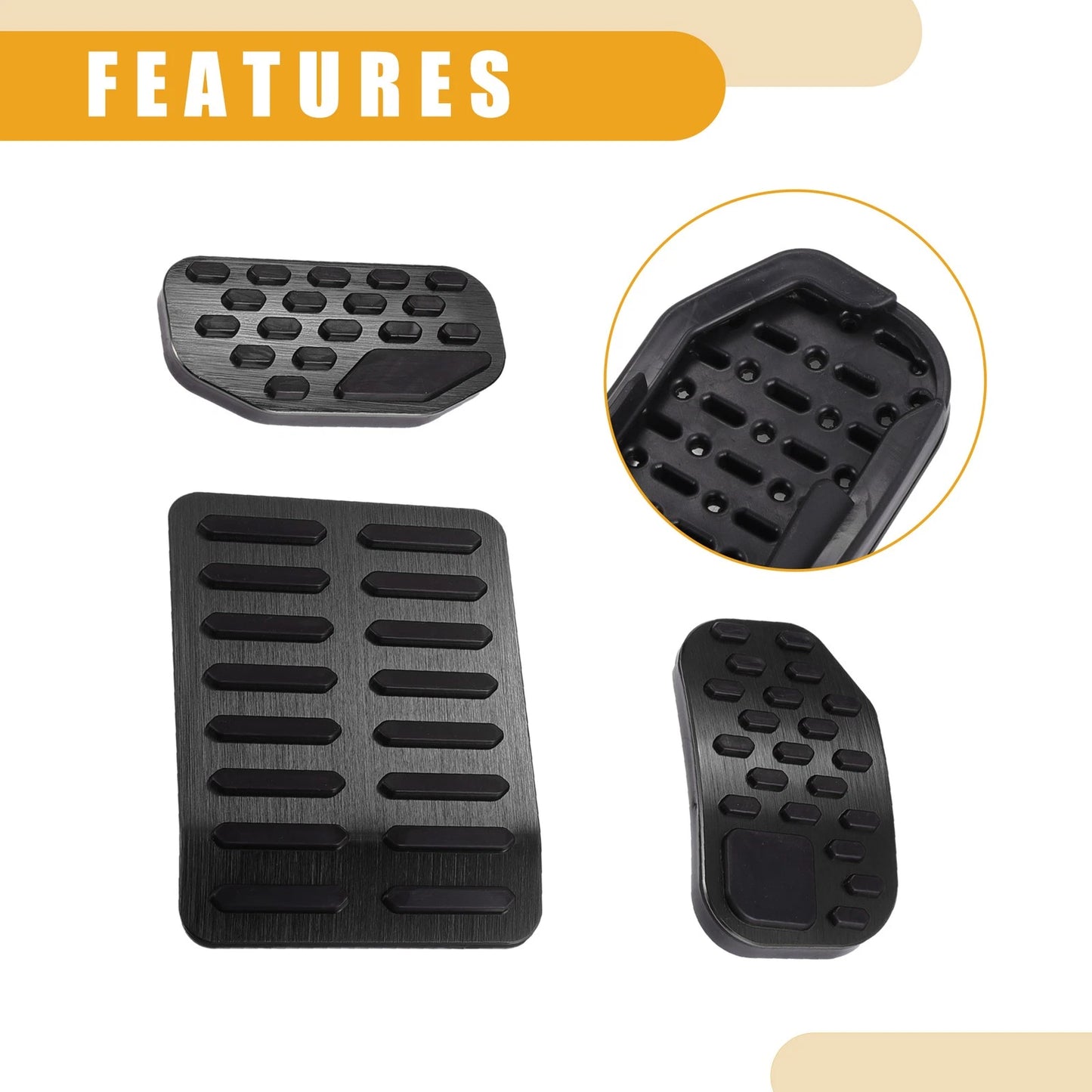 Auto Brake Gas Accelerator Pedal Pads Set for Ford 2021-2023