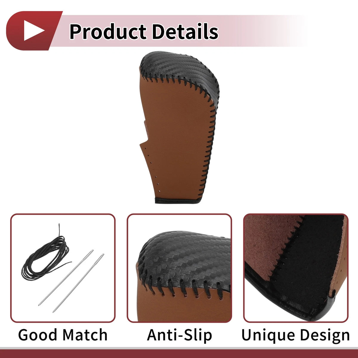 Car Gear Shift Knob Cover for BMW 3 Series E90 2004-2012 Brown Faux Leather