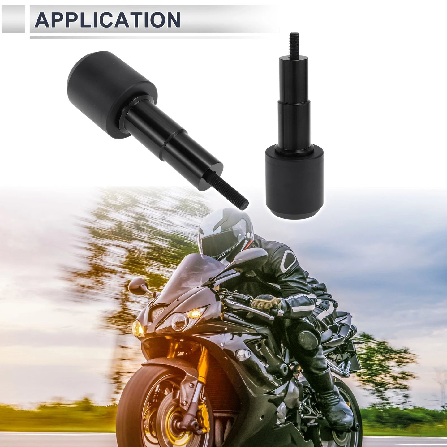 2 x 1.1" Aluminum Alloy Plastic Motorcycle Slider Frame Black for Motorcycles