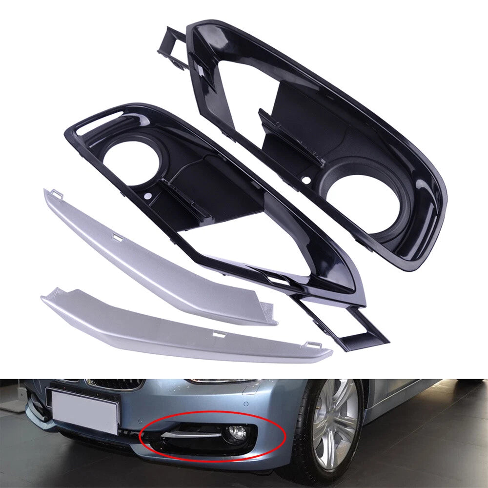 4 Pcs Front Bumper Fog Light Grille Covers for 2012-2015 BMW 3 Series