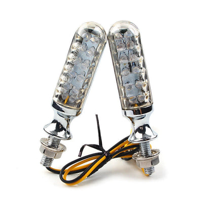 10mm Turn Signal Lights for Universal Motor - Amber Bulbs, Chrome