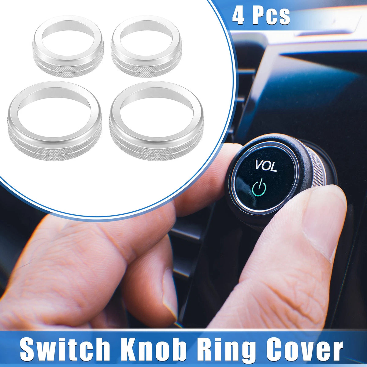 4Pcs AC Audio Volume Tune Switch Knob Covers for Ford F150 (2021-2023)