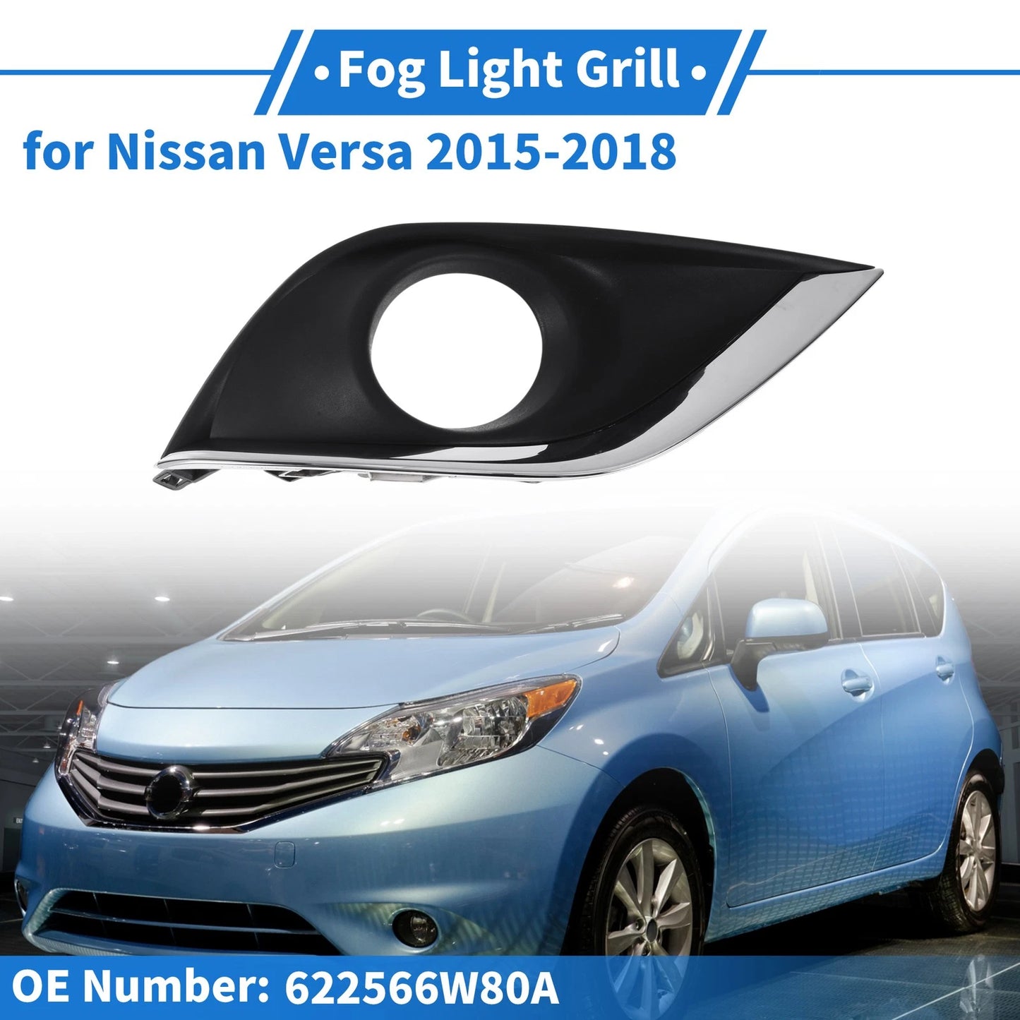 Front Right Fog Light Grill for Nissan Versa (2015-2018)