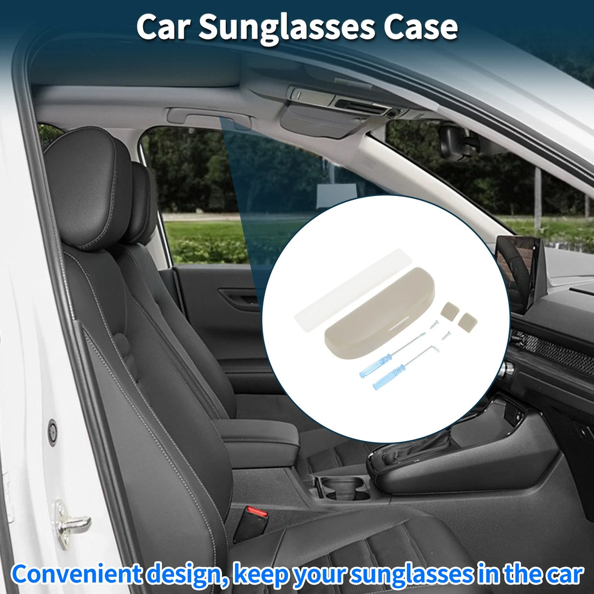Sunglasses Case for Ford Kuga MK3 ST-Line (2020-2025) ABS Beige 1 Set
