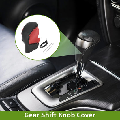 Gear Shift Knob Cover for Honda Civic 2022-2024 Red Black Faux Leather
