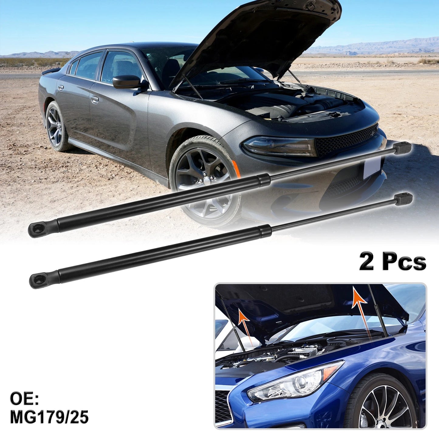 Front Hatch Lift Supports for Ford Fiesta (2008-2017)