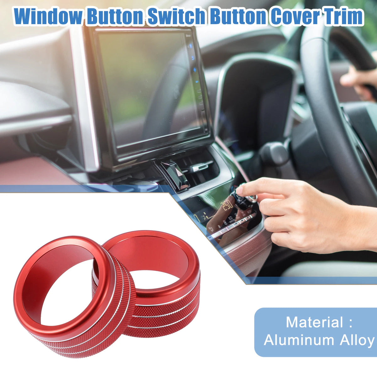 Air Conditioning Control Switch Knob Covers for Toyota Tundra (2014-2021) 2 x Red