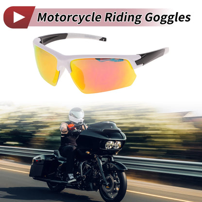 Motorcycle Riding Goggles Red Lens White Black Frame Tri-acetel Cellulose