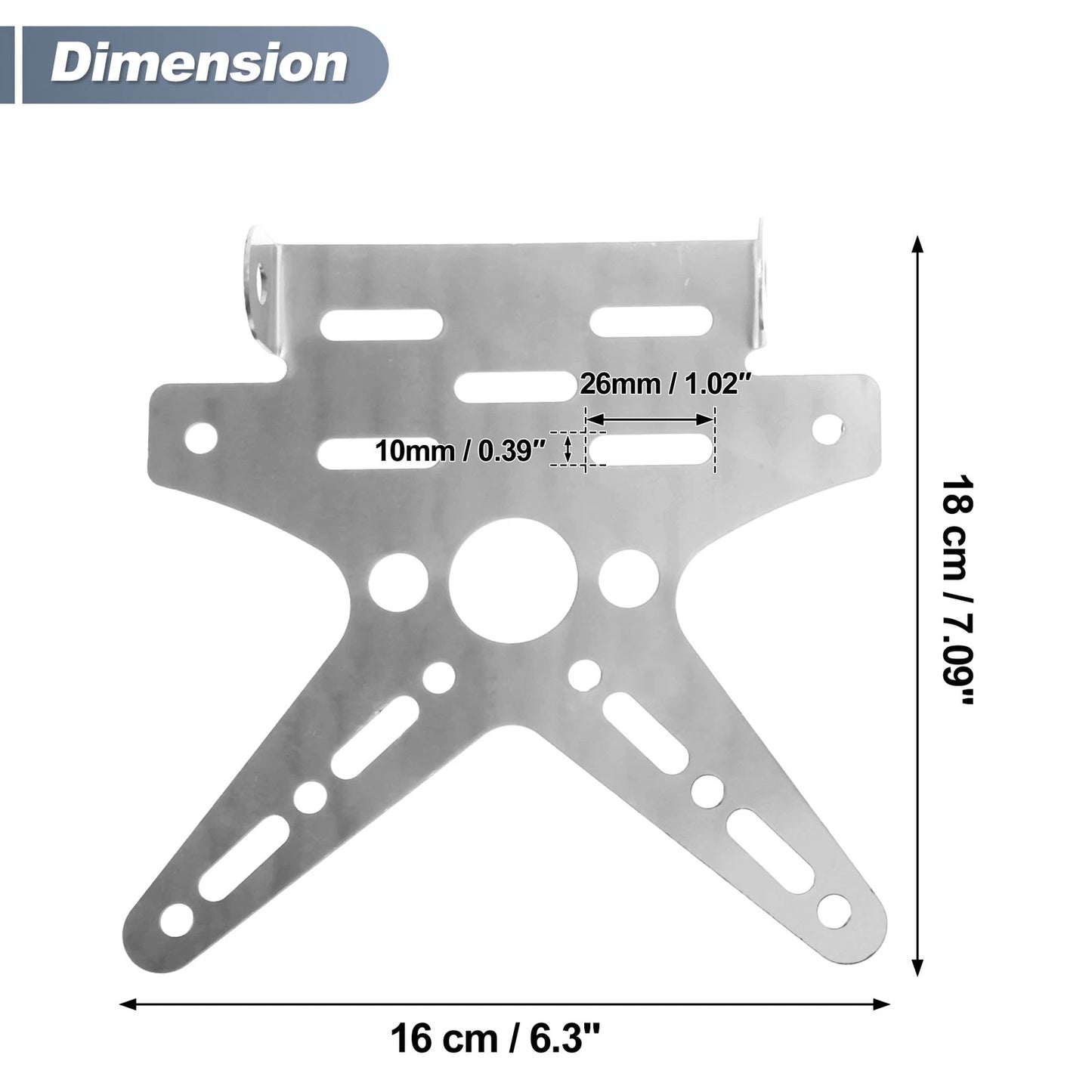 Plate Mount 26*10 mm Hole Aluminum Alloy Silver for Motorcycle