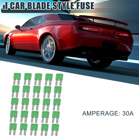 25pcs 30A Car Mini Blade Fuse Green for Boat Truck RV Camper Motorcycle