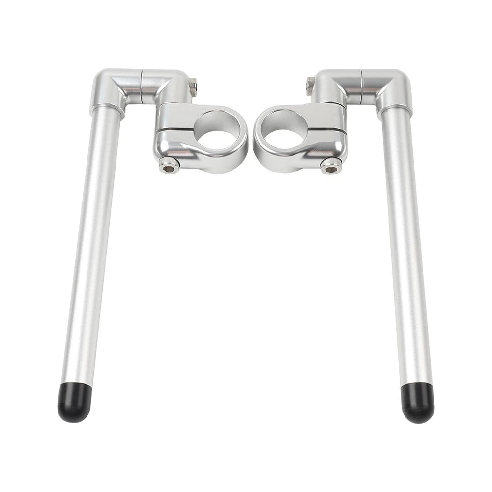 37MM Clip-On Handlebar for Universal Cafe Racer 7/8" Fork Tube Silver