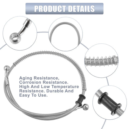 Brake Line 10mm Motorcycle Hydraulic Oil Hose Stainless Steel Silver Tone