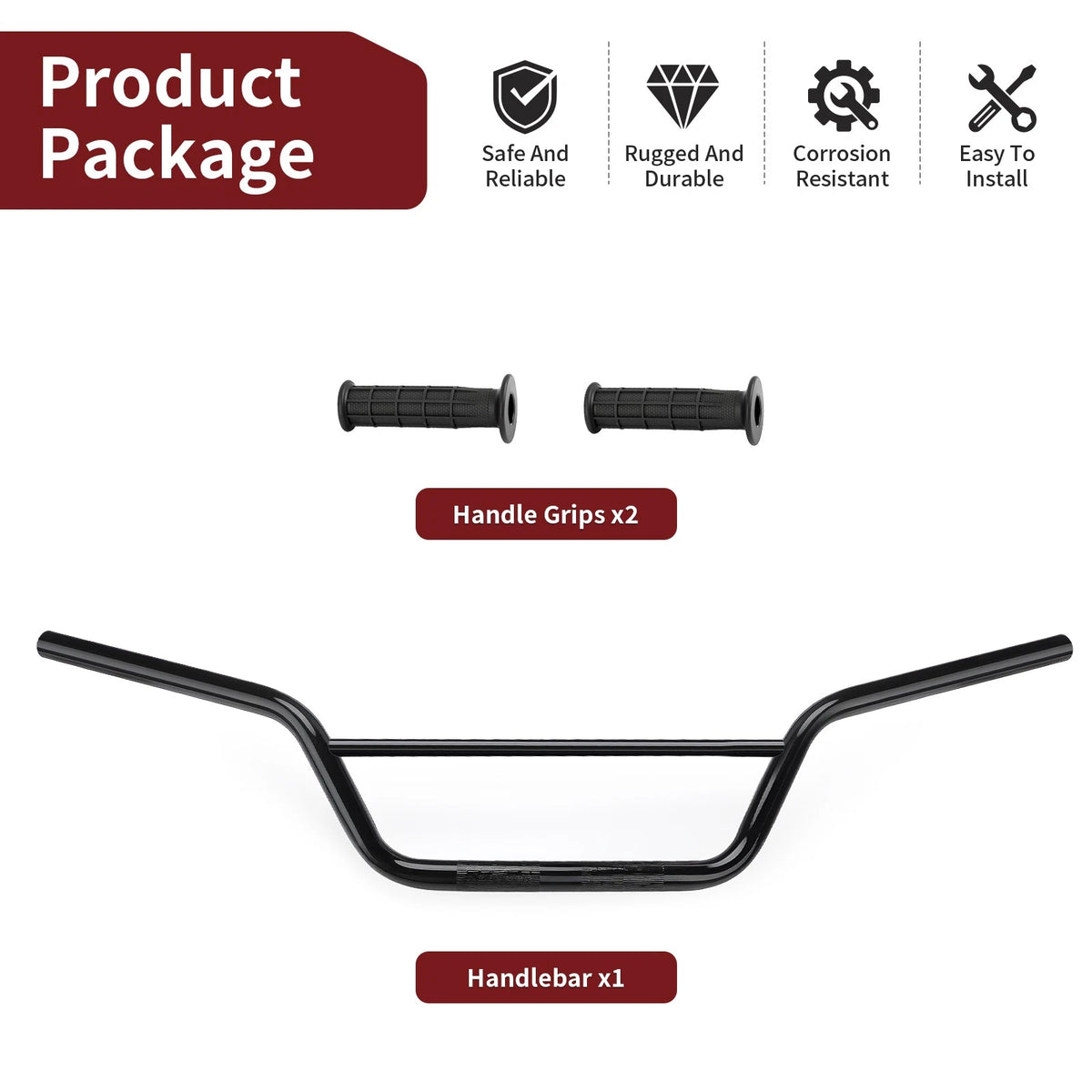 Handlebar w/ Grips for Yamaha Banshee 350 YFZ350 Blaster 200 YFS200(1987–2001)