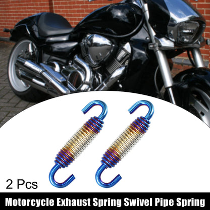 Exhaust Pipe Spring / 58mm / 2 x Stainless Steel Silver Tone for Motorcycle