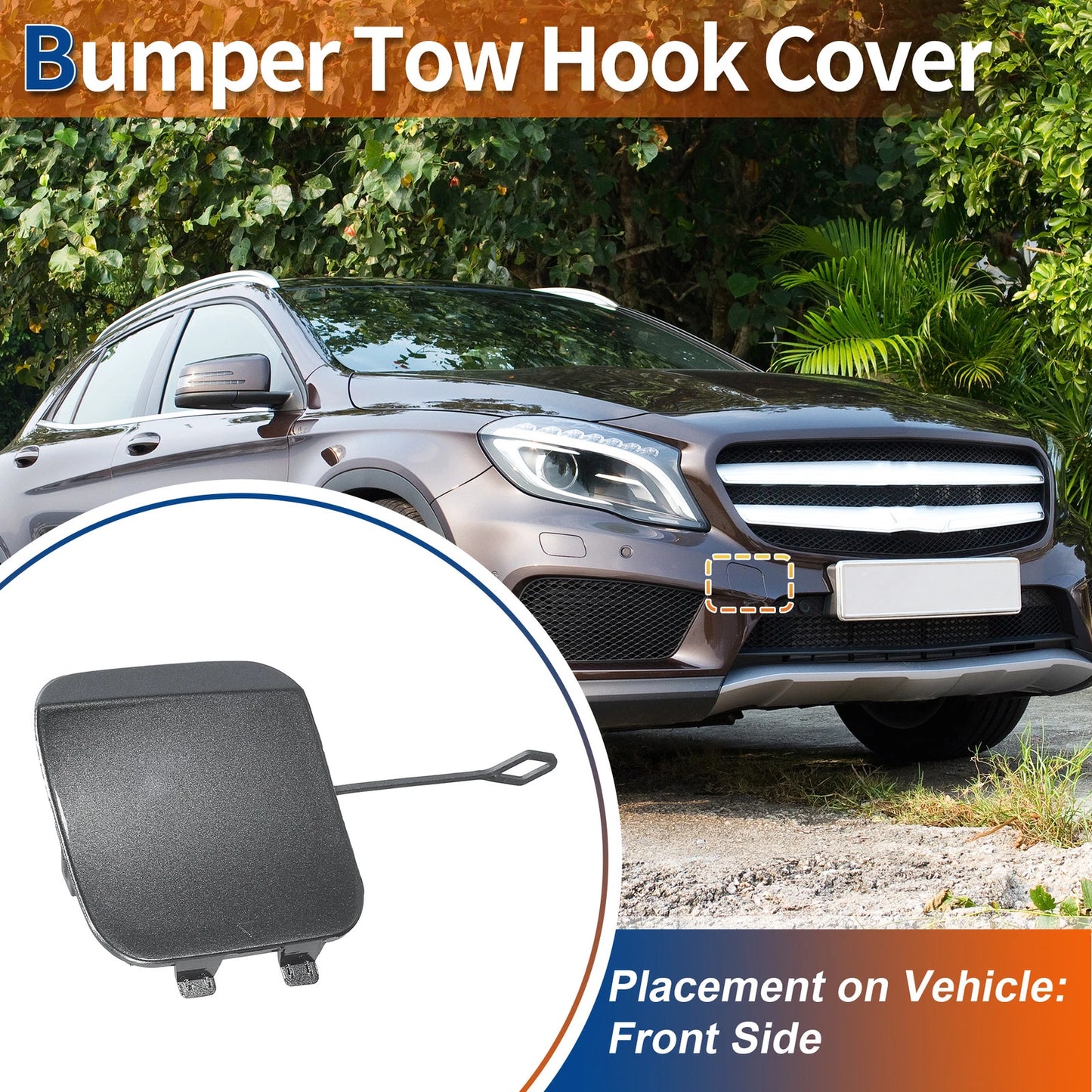 Front Bumper Tow Hook Cover for Mercedes-Benz GLA X156 (2014-2020) Gray
