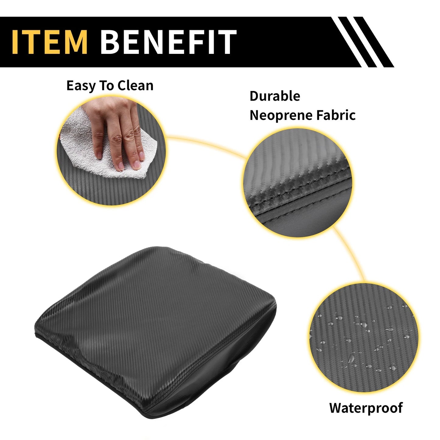 Armrest Cover for Dodge Ram Microfiber Leather Middle Carbon Fiber Black