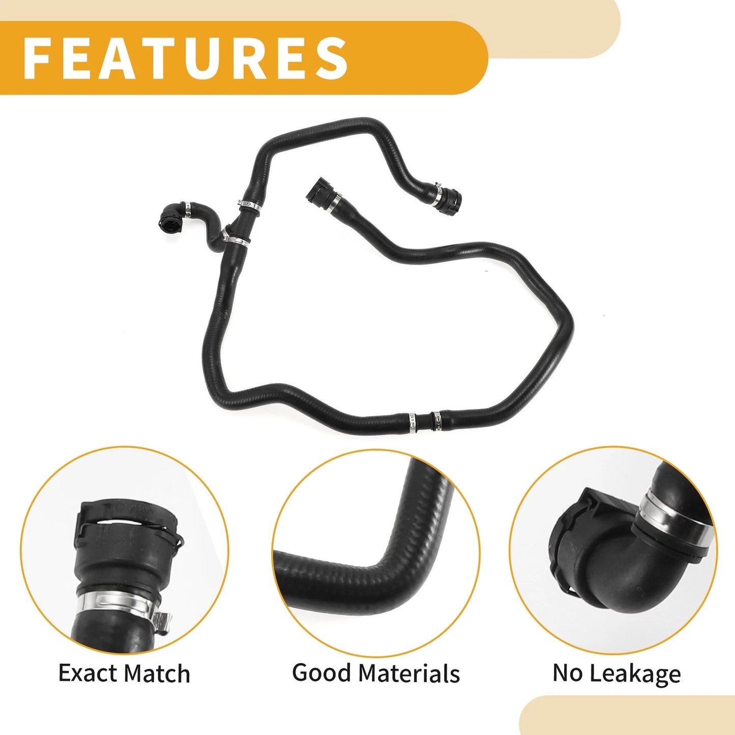 Radiator Hose for BMW 525i 530i (2004-2005) Rubber Black 1 x Piece