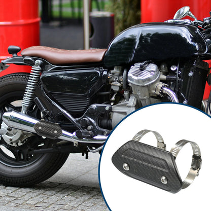 Muffler Heat Guard with Clamp 110x58mm 1 Set Black for Motorcycle