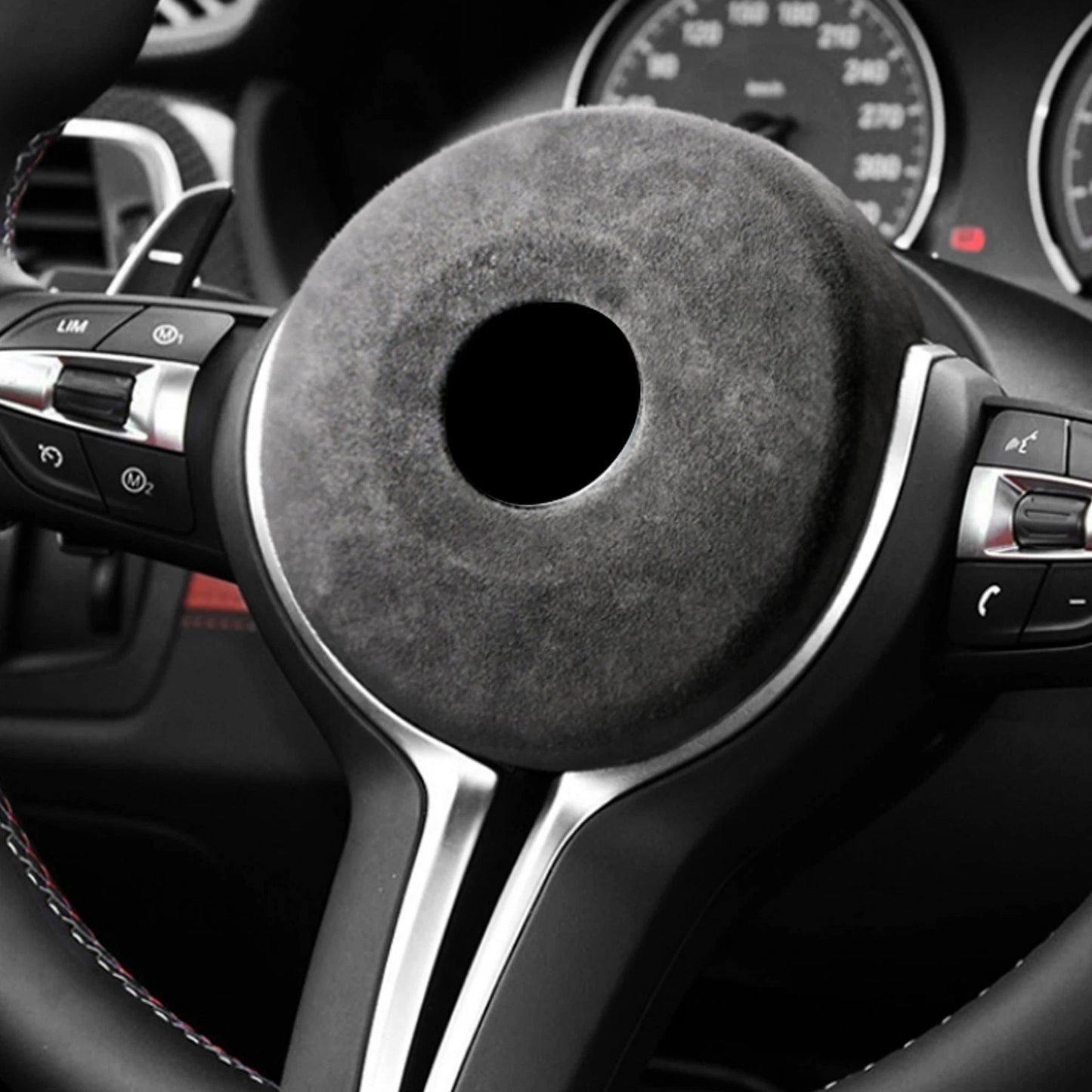 Black Leather Steering Wheel Cover for BMW M-Sport F20 F22 F30 F32 F10 (2012-2019)