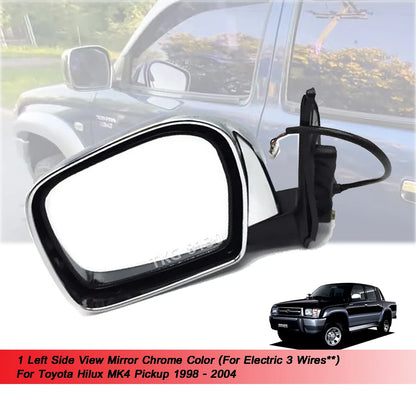 LH Electric Side View Mirror Chrome for Toyota Hilux MK4 MK5 (1998-2004)