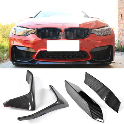 Carbon Look Front Bumper Upper Vent Cover & Lower Splitters for BMW F80 M3 F82 M4